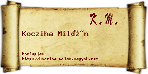 Kocziha Milán névjegykártya