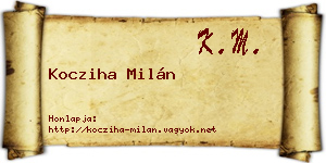 Kocziha Milán névjegykártya